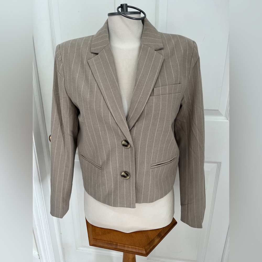 NWT Haver & Blair Women's Tan Pinstripe Blazer size large